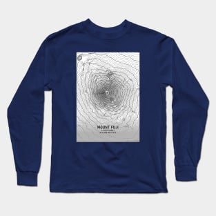 Mount Fuji Topographic Map Long Sleeve T-Shirt